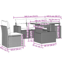 6-tlg. Garten-Sofagarnitur mit Kissen Hellgrau Poly Rattan