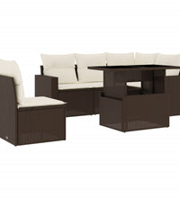 6-tlg. Garten-Sofagarnitur mit Kissen Braun Poly Rattan