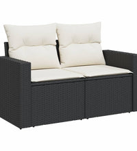 7-tlg. Garten-Sofagarnitur mit Kissen Schwarz Poly Rattan