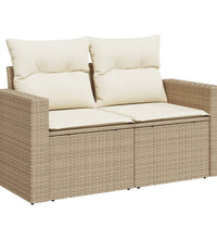 7-tlg. Garten-Sofagarnitur mit Kissen Beige Poly Rattan