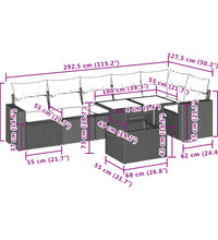 7-tlg. Garten-Sofagarnitur mit Kissen Beige Poly Rattan