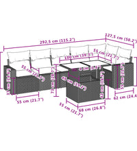 7-tlg. Garten-Sofagarnitur mit Kissen Beige Poly Rattan