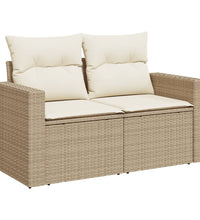 9-tlg. Garten-Sofagarnitur mit Kissen Beige Poly Rattan