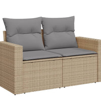 9-tlg. Garten-Sofagarnitur mit Kissen Beige Poly Rattan