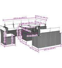 9-tlg. Garten-Sofagarnitur mit Kissen Beige Poly Rattan