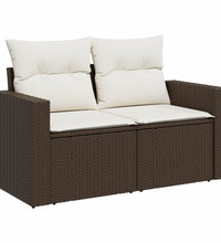 9-tlg. Garten-Sofagarnitur mit Kissen Braun Poly Rattan