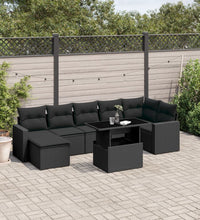 8-tlg. Garten-Sofagarnitur mit Kissen Schwarz Poly Rattan