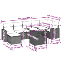 8-tlg. Garten-Sofagarnitur mit Kissen Beige Poly Rattan