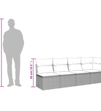 8-tlg. Garten-Sofagarnitur mit Kissen Grau Poly Rattan