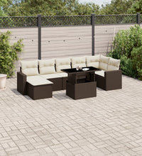 8-tlg. Garten-Sofagarnitur mit Kissen Braun Poly Rattan