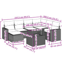 8-tlg. Garten-Sofagarnitur mit Kissen Beige Poly Rattan