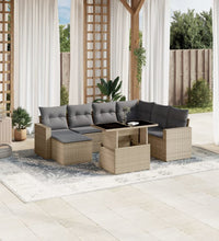 8-tlg. Garten-Sofagarnitur mit Kissen Beige Poly Rattan