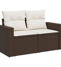 8-tlg. Garten-Sofagarnitur mit Kissen Braun Poly Rattan