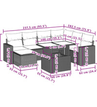 8-tlg. Garten-Sofagarnitur mit Kissen Braun Poly Rattan