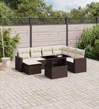 8-tlg. Garten-Sofagarnitur mit Kissen Braun Poly Rattan