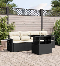 5-tlg. Garten-Sofagarnitur mit Kissen Schwarz Poly Rattan