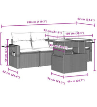 5-tlg. Garten-Sofagarnitur mit Kissen Beige Poly Rattan