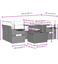 7-tlg. Garten-Sofagarnitur mit Kissen Beige Poly Rattan