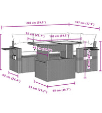 5-tlg. Garten-Sofagarnitur mit Kissen Beige Poly Rattan