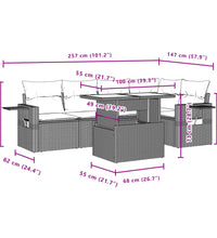 6-tlg. Garten-Sofagarnitur mit Kissen Schwarz Poly Rattan