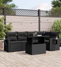 6-tlg. Garten-Sofagarnitur mit Kissen Schwarz Poly Rattan