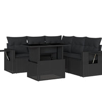 6-tlg. Garten-Sofagarnitur mit Kissen Schwarz Poly Rattan