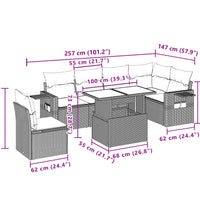7-tlg. Garten-Sofagarnitur mit Kissen Beige Poly Rattan
