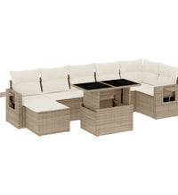 8-tlg. Garten-Sofagarnitur mit Kissen Beige Poly Rattan