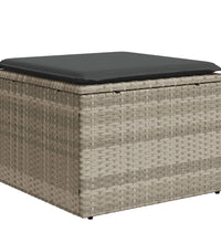 8-tlg. Garten-Sofagarnitur mit Kissen Hellgrau Poly Rattan