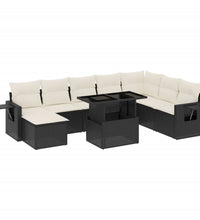 8-tlg. Garten-Sofagarnitur mit Kissen Schwarz Poly Rattan