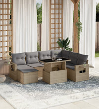 8-tlg. Garten-Sofagarnitur mit Kissen Beige Poly Rattan