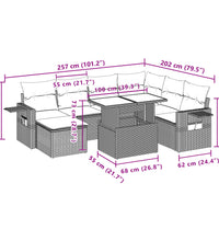 8-tlg. Garten-Sofagarnitur mit Kissen Grau Poly Rattan