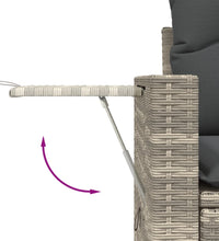 8-tlg. Garten-Sofagarnitur mit Kissen Hellgrau Poly Rattan