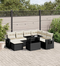 9-tlg. Garten-Sofagarnitur mit Kissen Schwarz Poly Rattan