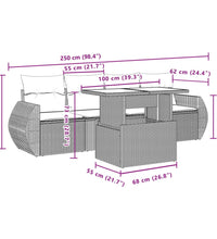5-tlg. Garten-Sofagarnitur mit Kissen Beige Poly Rattan