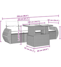 5-tlg. Garten-Sofagarnitur mit Kissen Beige Poly Rattan