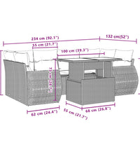 7-tlg. Garten-Sofagarnitur mit Kissen Beige Poly Rattan