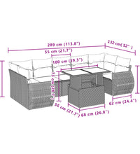 8-tlg. Garten-Sofagarnitur mit Kissen Schwarz Poly Rattan