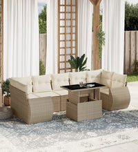 8-tlg. Garten-Sofagarnitur mit Kissen Beige Poly Rattan