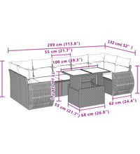 8-tlg. Garten-Sofagarnitur mit Kissen Grau Poly Rattan