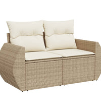 5-tlg. Garten-Sofagarnitur mit Kissen Beige Poly Rattan