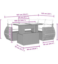 5-tlg. Garten-Sofagarnitur mit Kissen Beige Poly Rattan