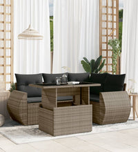 5-tlg. Garten-Sofagarnitur mit Kissen Grau Poly Rattan