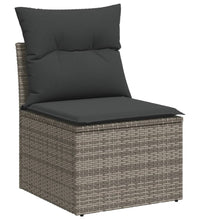 6-tlg. Garten-Sofagarnitur mit Kissen Grau Poly Rattan