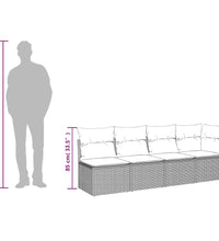 9-tlg. Garten-Sofagarnitur mit Kissen Grau Poly Rattan
