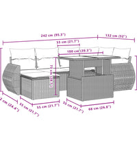 7-tlg. Garten-Sofagarnitur mit Kissen Schwarz Poly Rattan