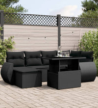 7-tlg. Garten-Sofagarnitur mit Kissen Schwarz Poly Rattan