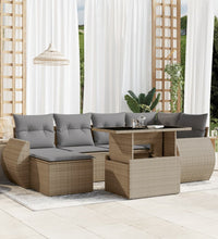 7-tlg. Garten-Sofagarnitur mit Kissen Beige Poly Rattan