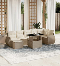8-tlg. Garten-Sofagarnitur mit Kissen Beige Poly Rattan
