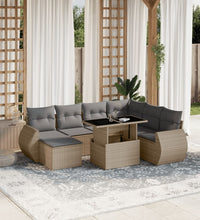 8-tlg. Garten-Sofagarnitur mit Kissen Beige Poly Rattan